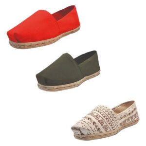 Tripack Alpargata Rojo, Verde Militar Y Crudo Étnico