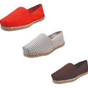 Tripack Alpargata Rojo, Ray Gris/blanco Y Café