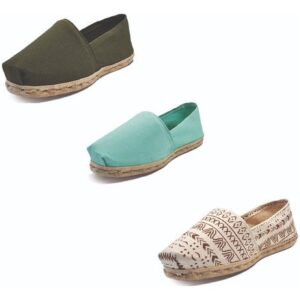 Tripack Alpargata Verde Militar, Turquesa Y Crudo Étnico