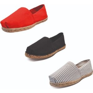 Tripack Alpargata Rojo, Negro Goma Y Ray Gris/blanco