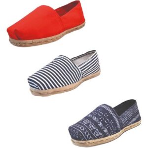 Tripack Alpargata Rojo, Ray Azul/blanco Y Azul Étnico