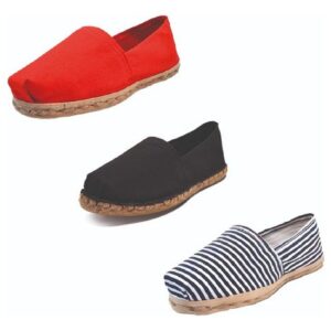 Tripack Alpargata Rojo, Negro Goma Y Ray Azul/blanco