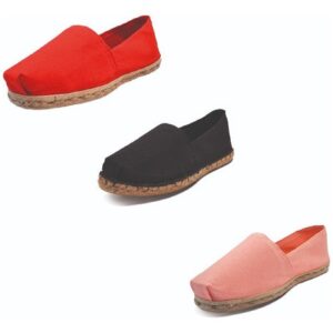 Tripack Alpargata Rojo, Negro Goma Y Coral