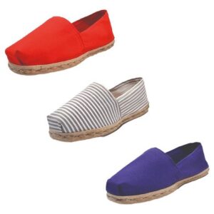 Tripack Alpargata Rojo, Ray Gris/blanco Y Morado