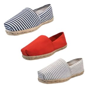 Tripack Alpargata Rojo, Ray Azul/blanco Y Ray Gris/blanco