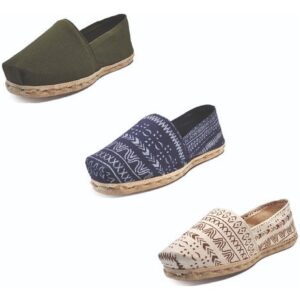 Tripack Alpargata Verde Militar, Azul Étnico Y Crudo Étnico