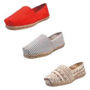 Tripack Alpargata Rojo, Ray Gris/blanco Y Crudo Étnico