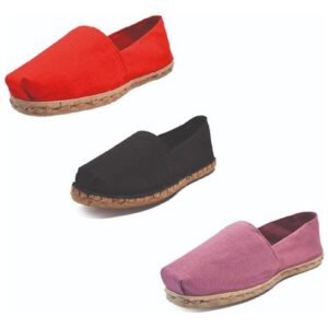 Tripack Alpargata Rojo, Negro Goma Y Jacarandá