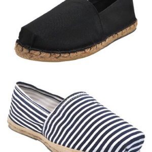 Pack Alpargata Negro Refuerzo De Goma - Rayado Azul/blanco